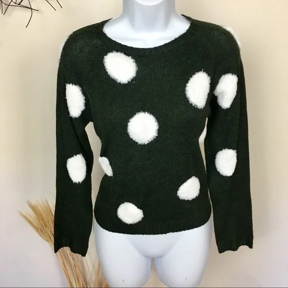 GREEN and white polka dot sweater. LUMIERE - Picture 5 of 8
